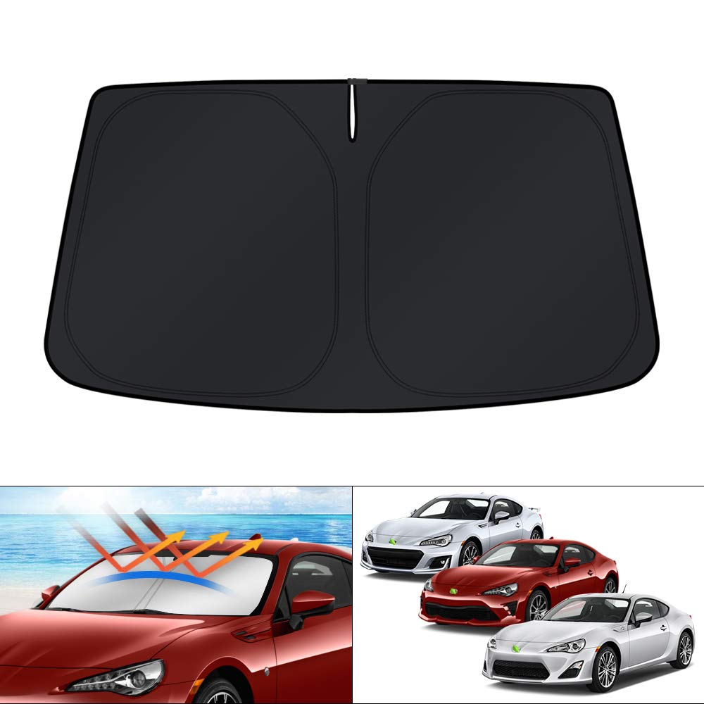 KUST windshield shade for Toyota 86/GR86 keeps cabin cool and blocks UV rays.