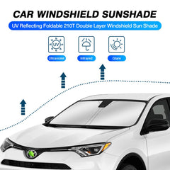 KUST windshield shade deployed on the RAV4 windshield to block sun.