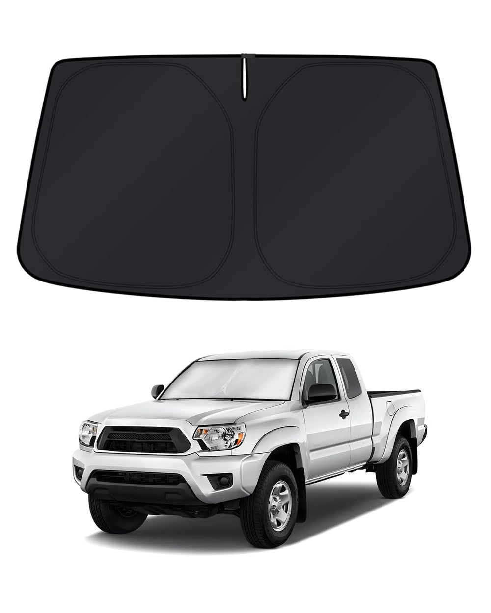 KUST windshield shade for Toyota Tacoma provides full coverage and heat protection.