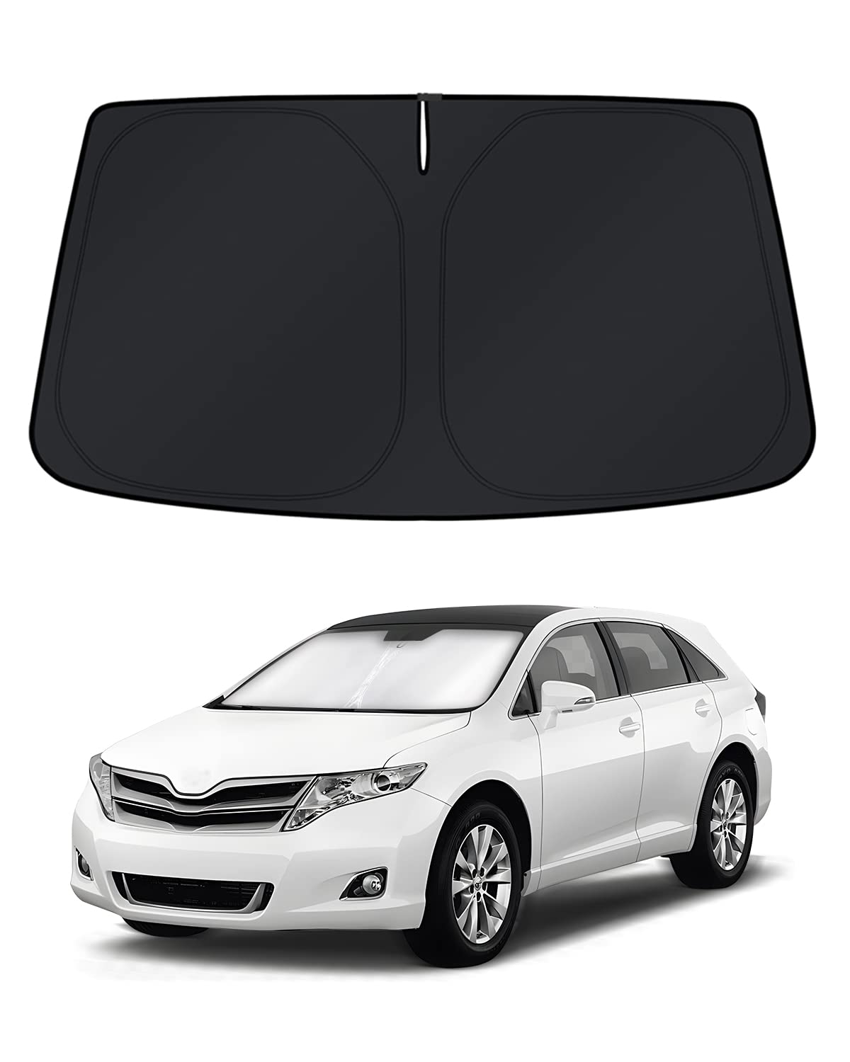 KUST windshield shade on a Toyota Venza for full coverage and glare control