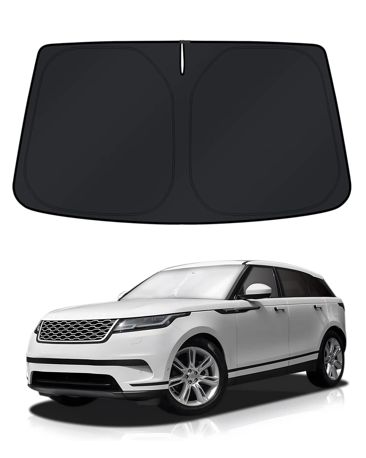 KUST windshield shade on Velar blocks sunlight for cooler cabin
