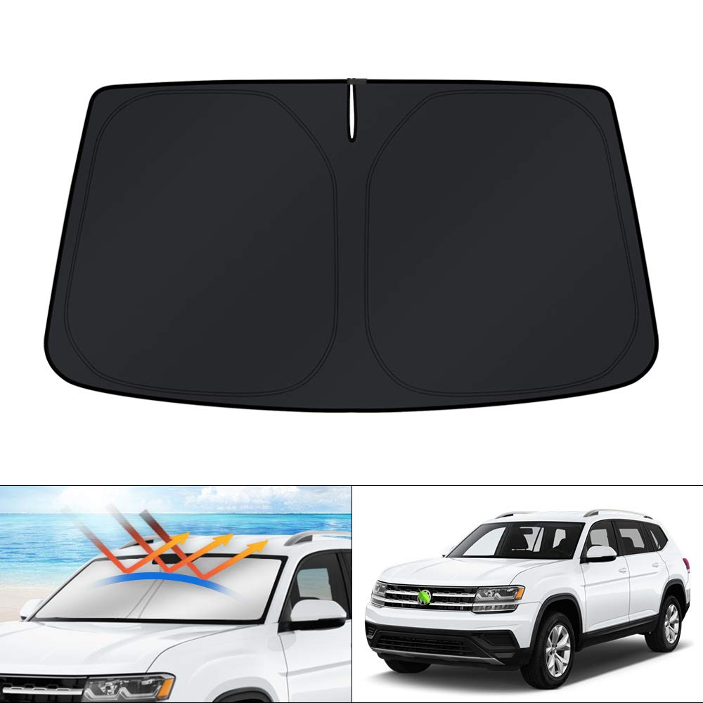 KUST windshield shade for VW Atlas fit, full-coverage protection to keep dashboard cooler.