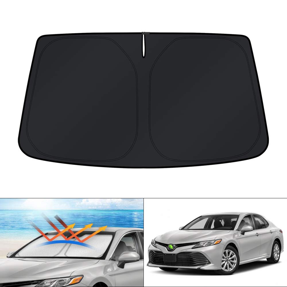 KUST windshield sun shade for Camry provides full coverage, reducing glare and heat buildup.