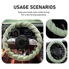 KVAEY steering wheel cover installation view demonstrates easy, snug fit