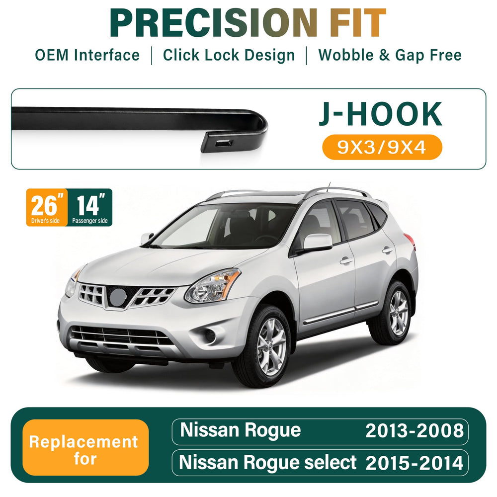 KVQ 14-inch rear wiper for Nissan Rogue improves rain clearance