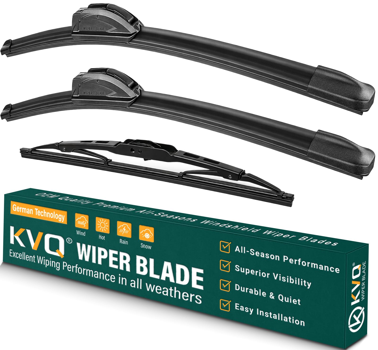 KVQ windshield wiper 26-front beam in action delivers clear rain visibility