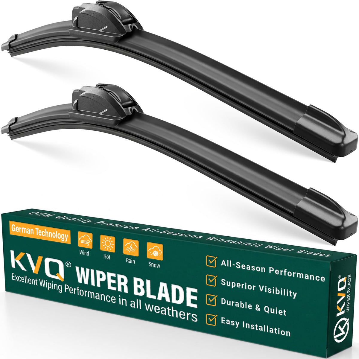 KVQ windshield wiper blades 22 22 fitment for secure OEM like operation