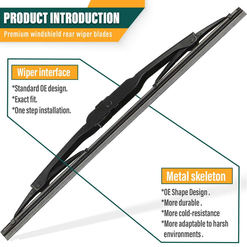 Zinc alloy frame and memory springs on KVQ wiper blade detail