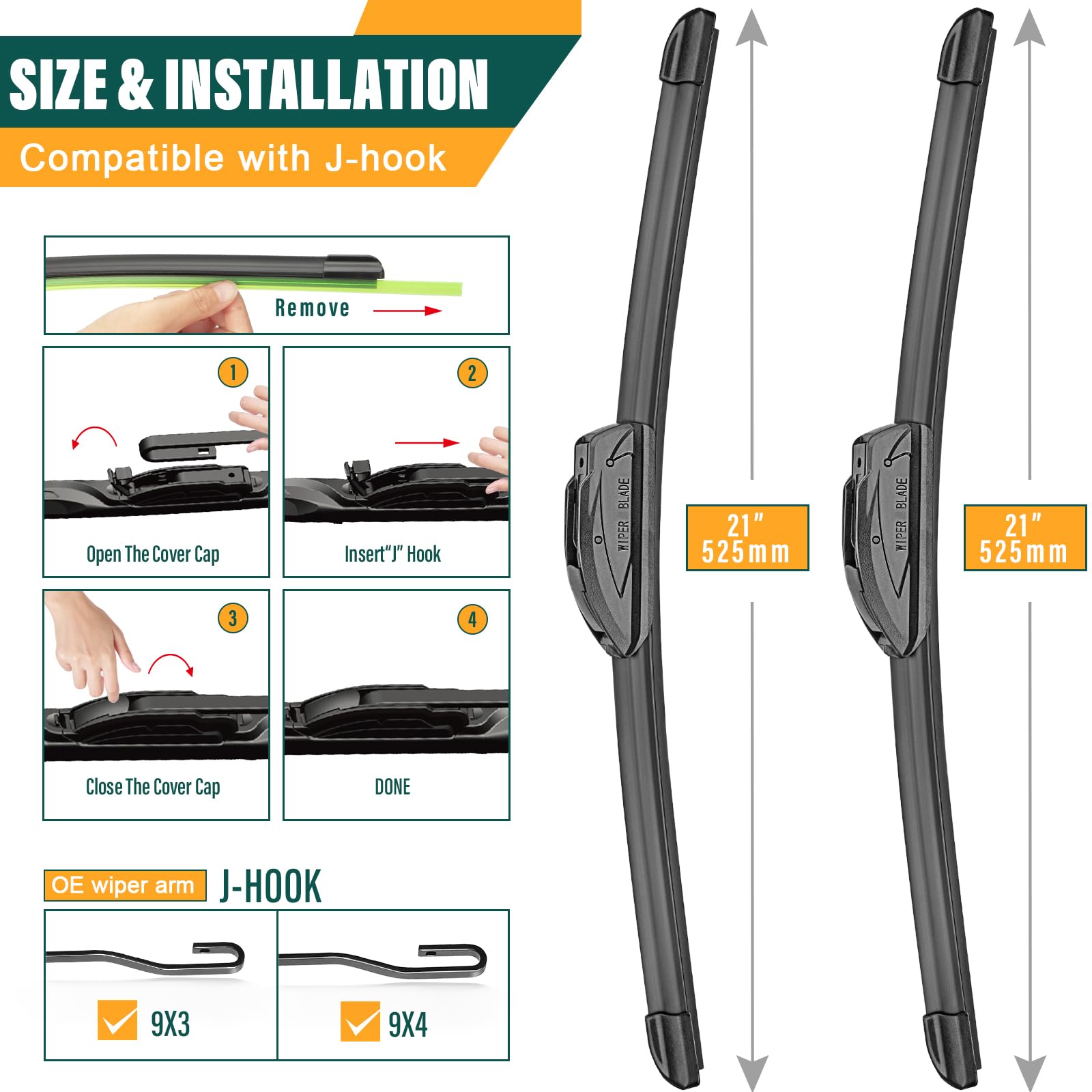 KVQ Jeep Patriot 10-inch blade ensures center wipe coverage.