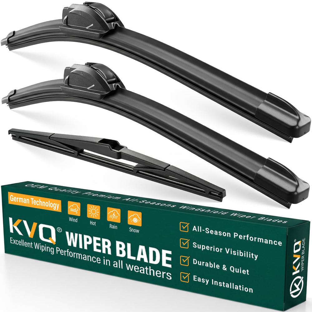 KVQ Toyota Sienna 28-inch front wiper blade with OEM hook for precise fit and rain visibility.