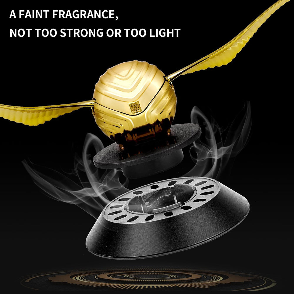 Kwak's solar air freshener in gold color brightens the car interior in direct sun.