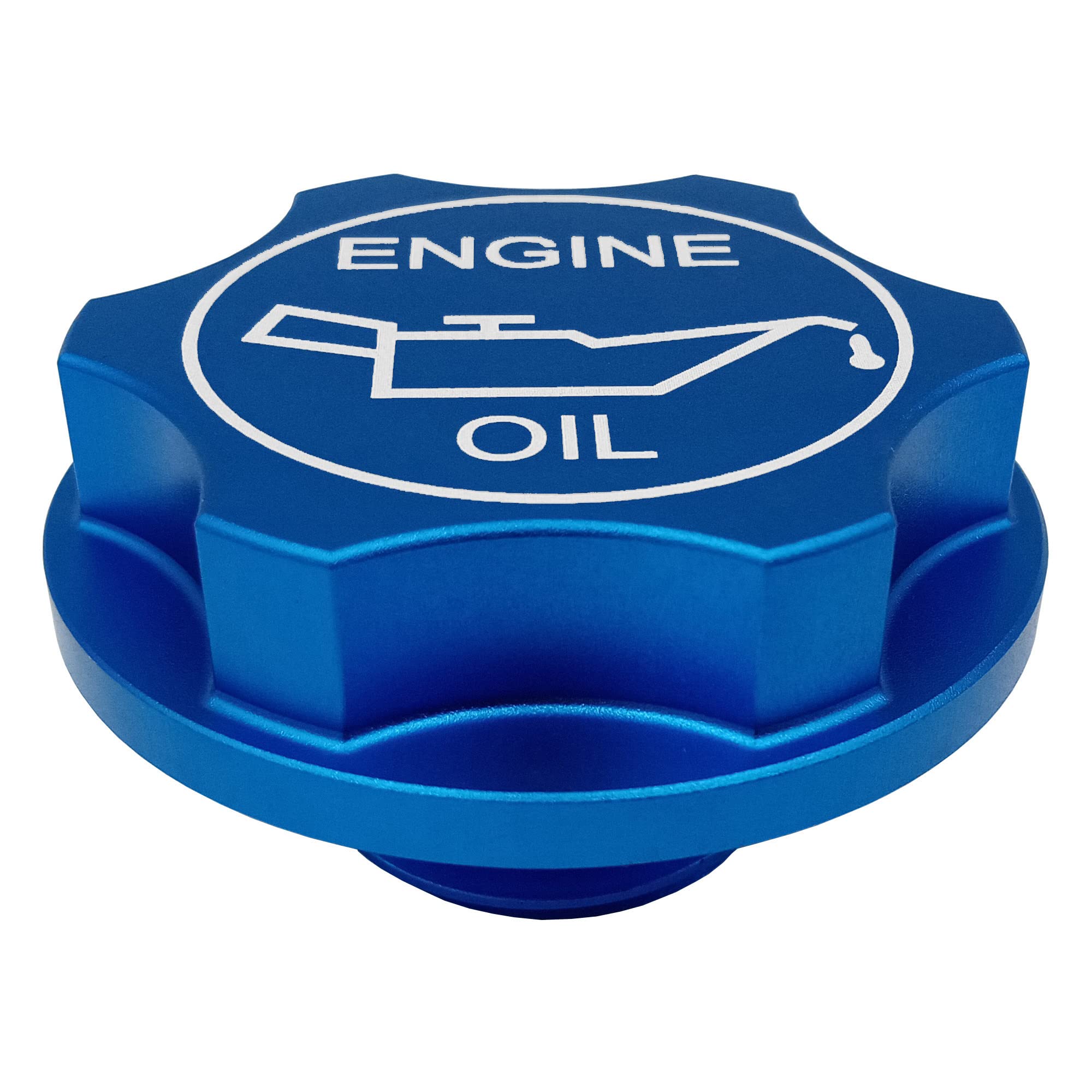 Kweiny engine oil filler cap aluminum blue anodized for Ford vehicles.