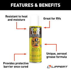 Kwikee KwikLube 11 oz spray for RV jacks reduces wear and rust