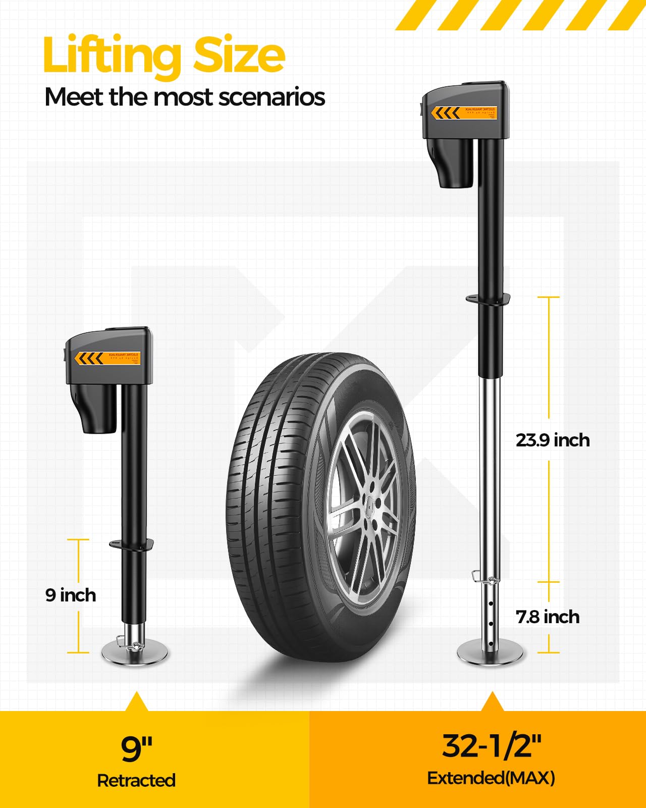 KYX electric trailer jack with anti-rust coating enduring rain and road spray.