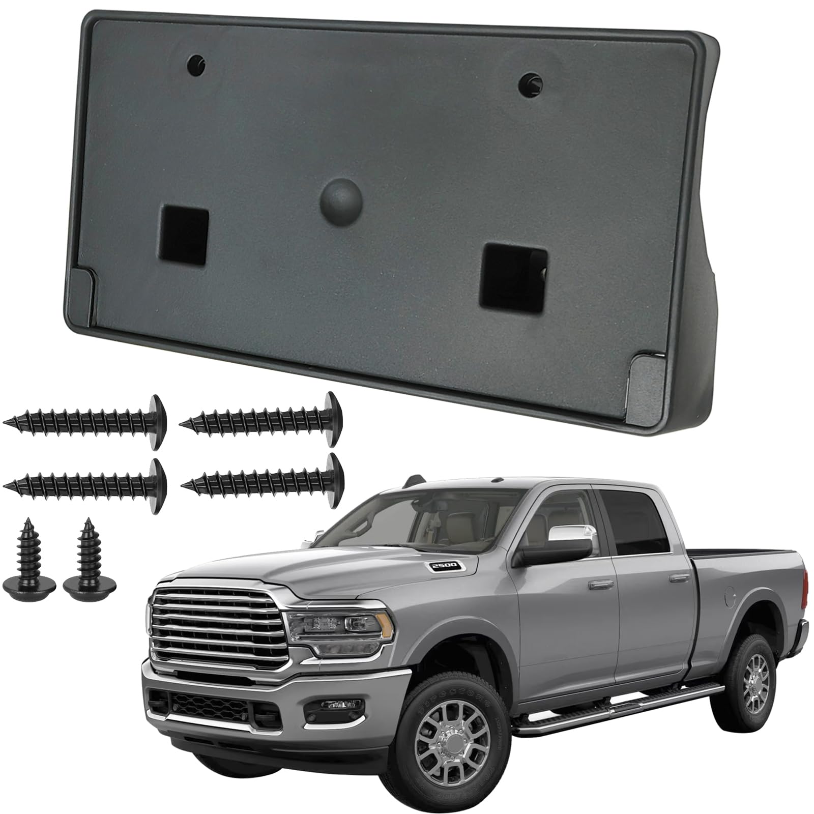 KYYET front license plate bracket on Ram 2500/3500 ensures a secure OEM-like fit.