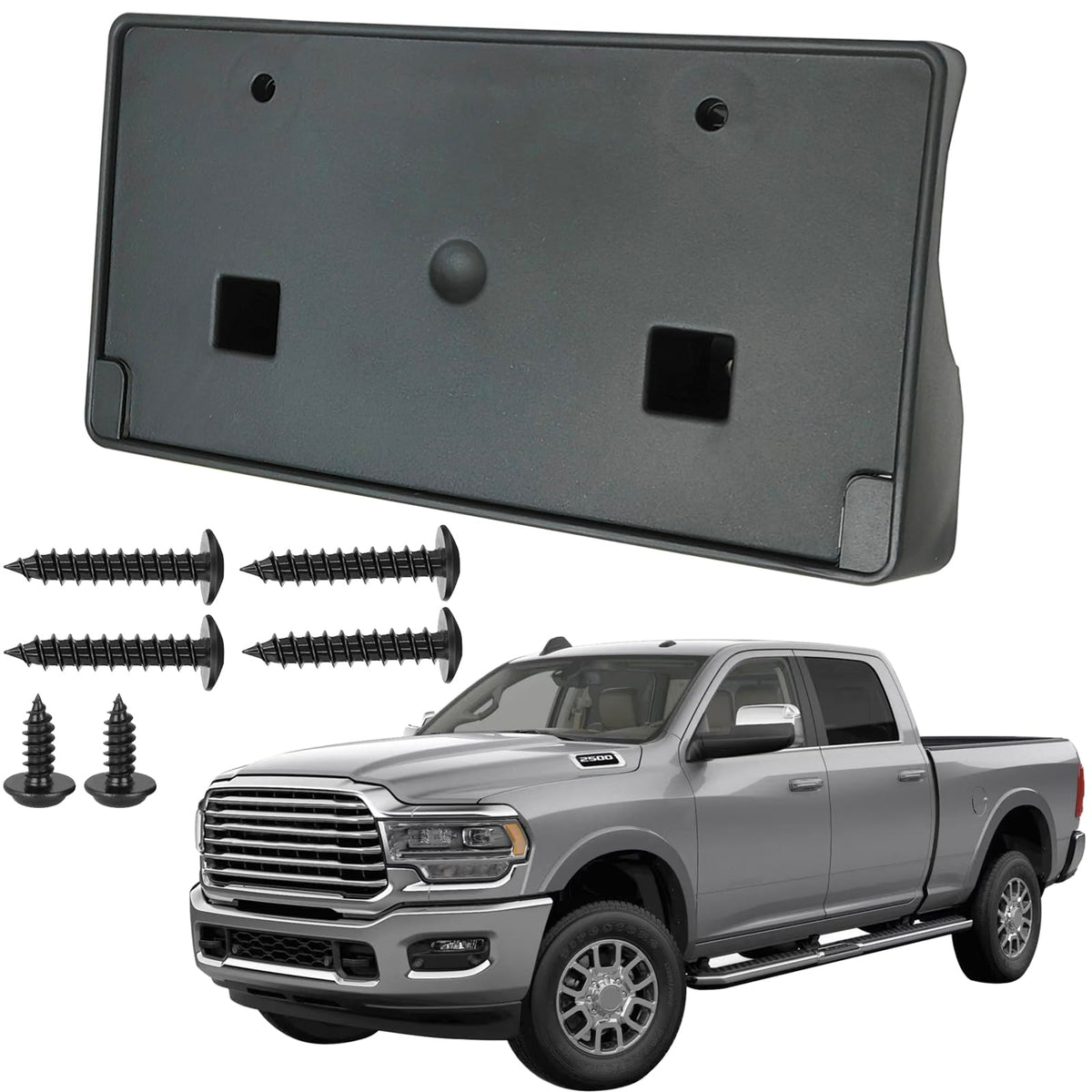 KYYET front license plate bracket on Ram 2500/3500 ensures a secure OEM-like fit.