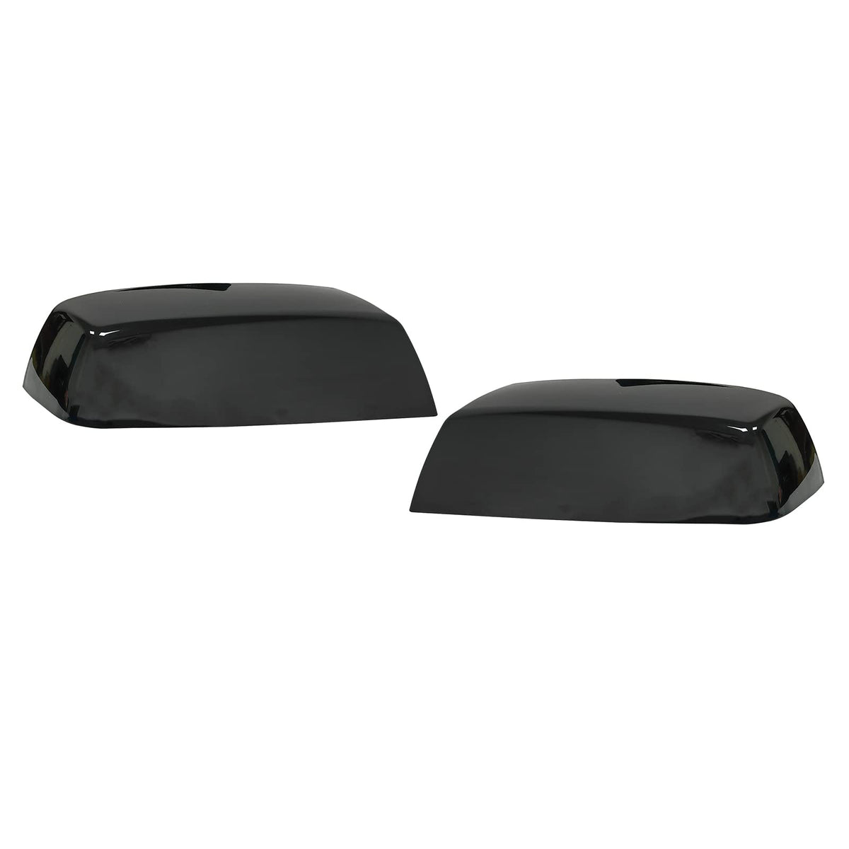 KYYET gloss black mirror cap on Silverado driver side, adds sleek protection and shine.