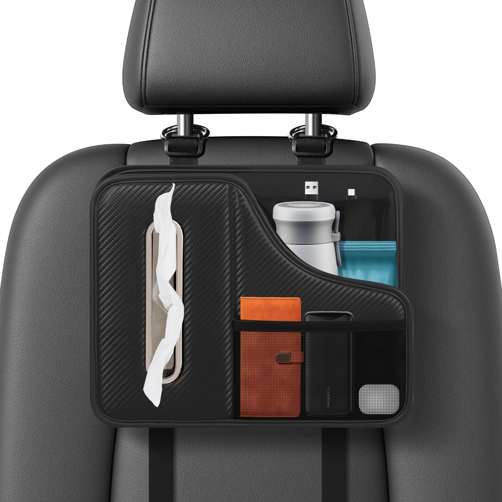 KZBHHP tissue holder behind seat with cup holder for easy, reachable tissues