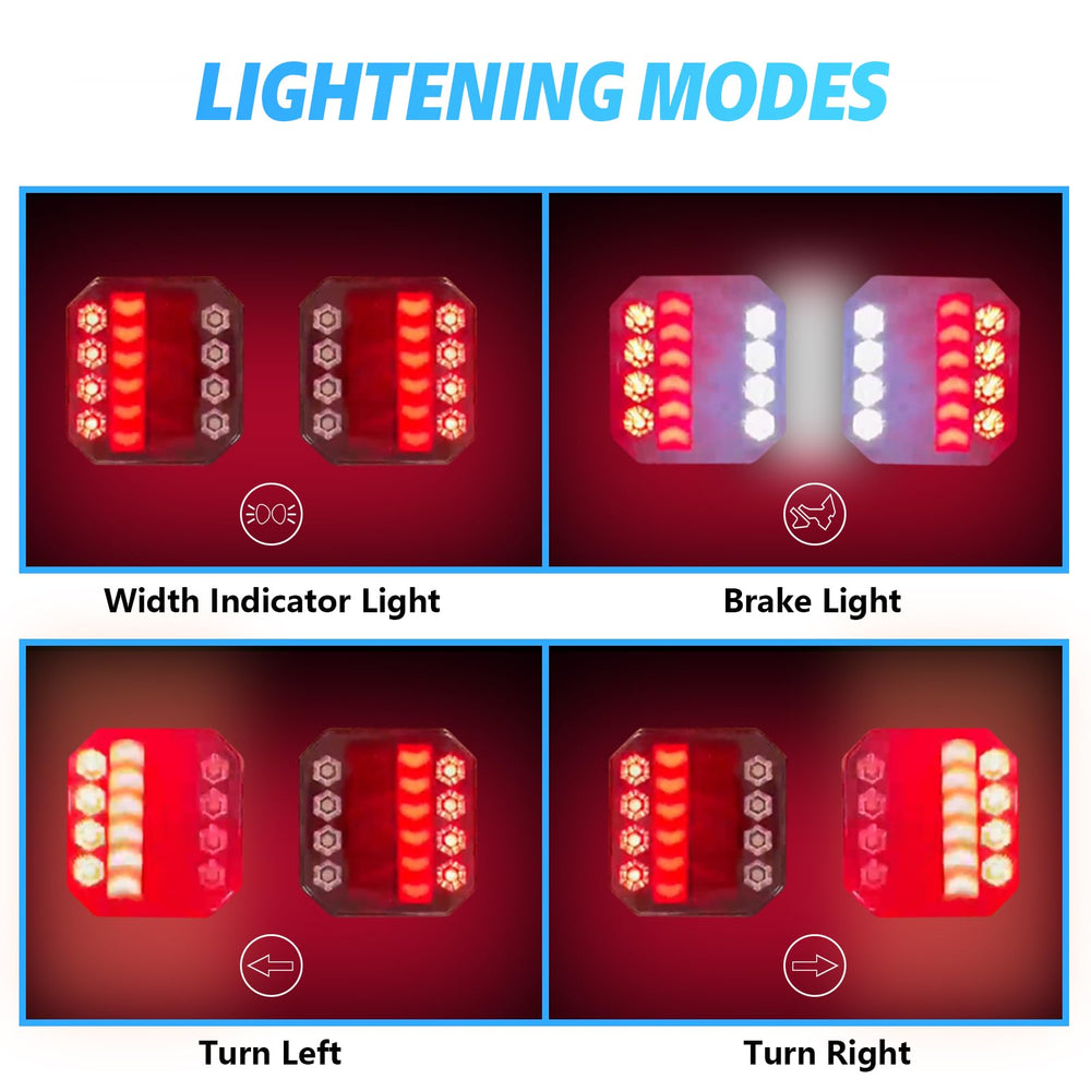 Kzictrs LED trailer lights showing turn brake and reverse signals for safer trips.