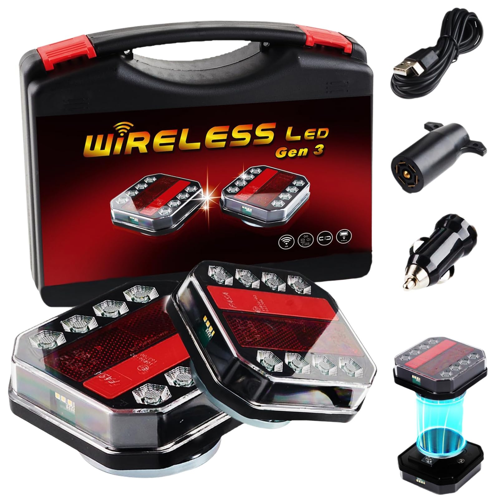 Kzictrs upgraded wireless trailer lights main unit ready for easy mounting on any vehicle.