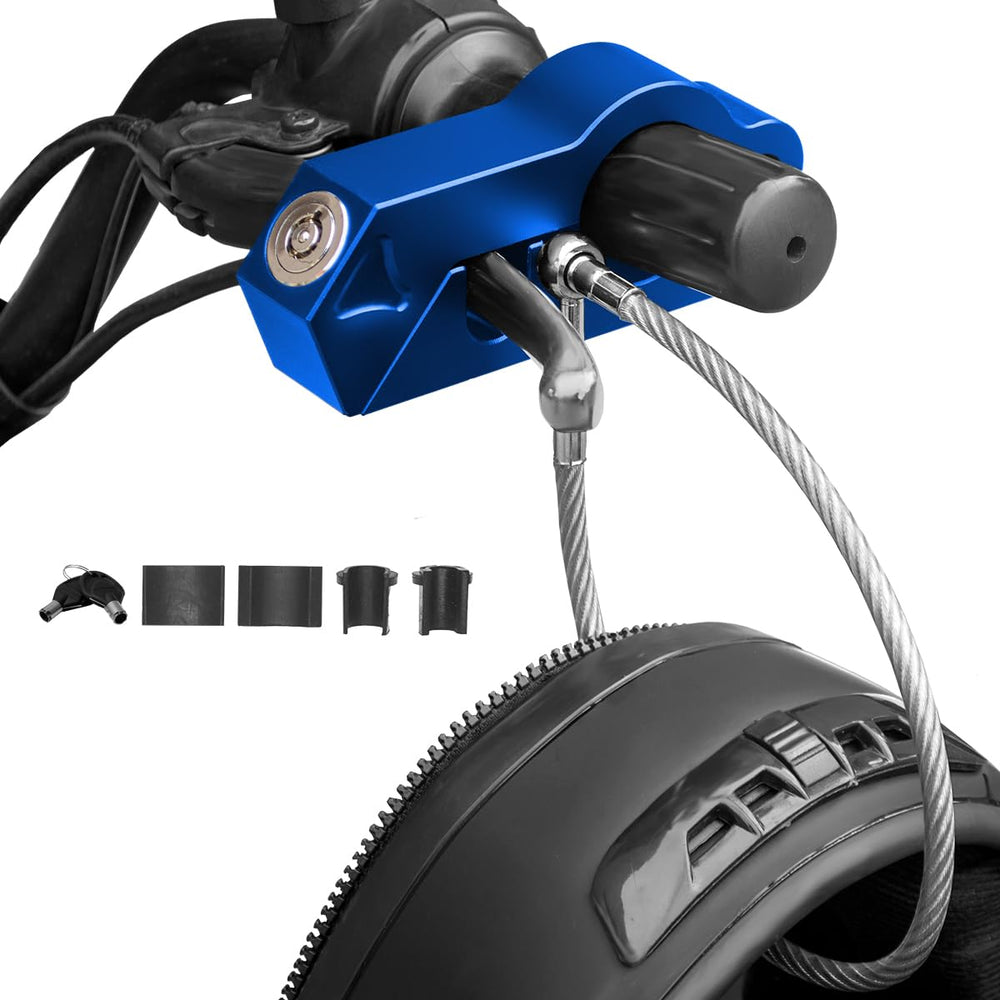 Kzinrft lock combo on brake lever for theft deterrence and security