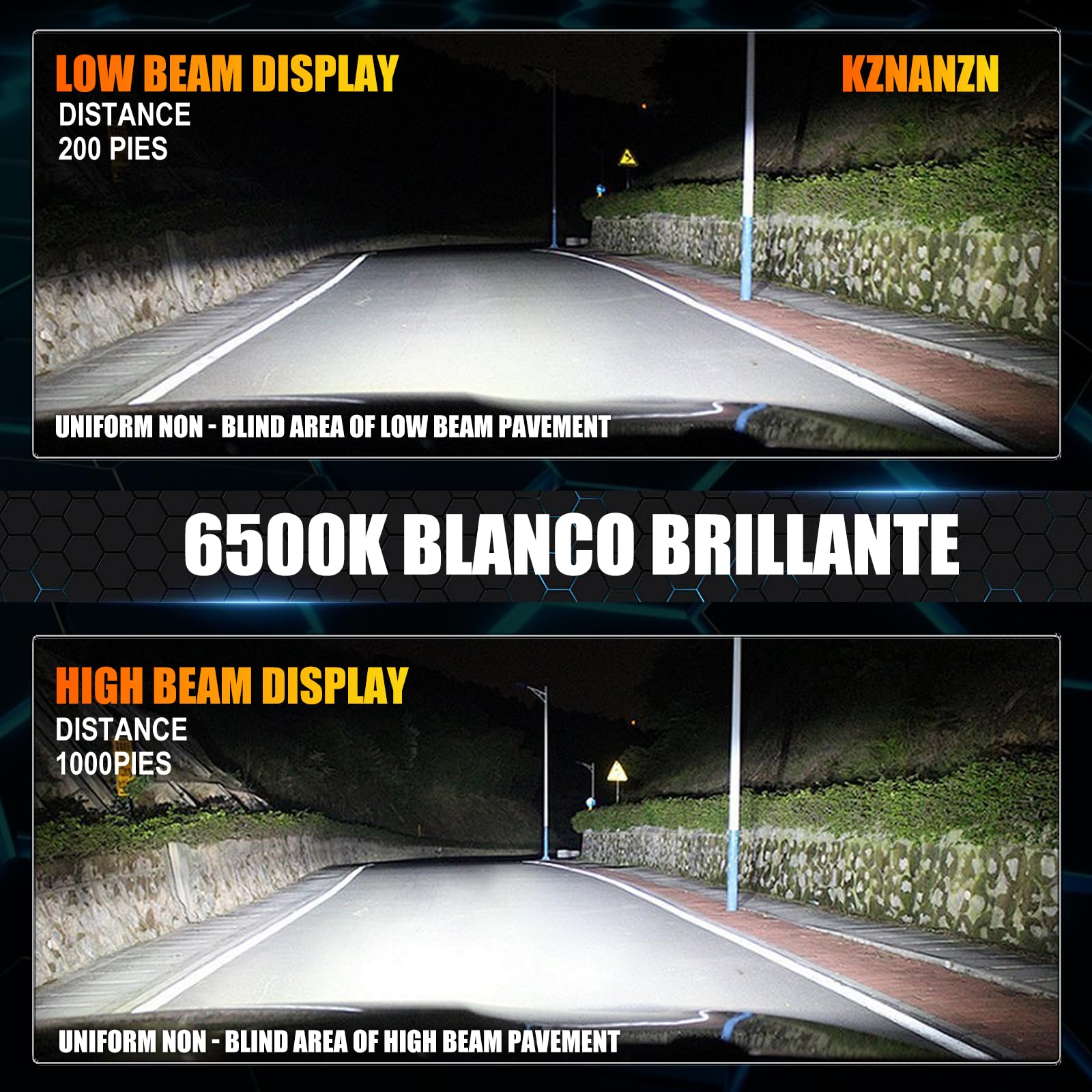 KZNANZN Camry 6500K white light delivering crisp visibility.