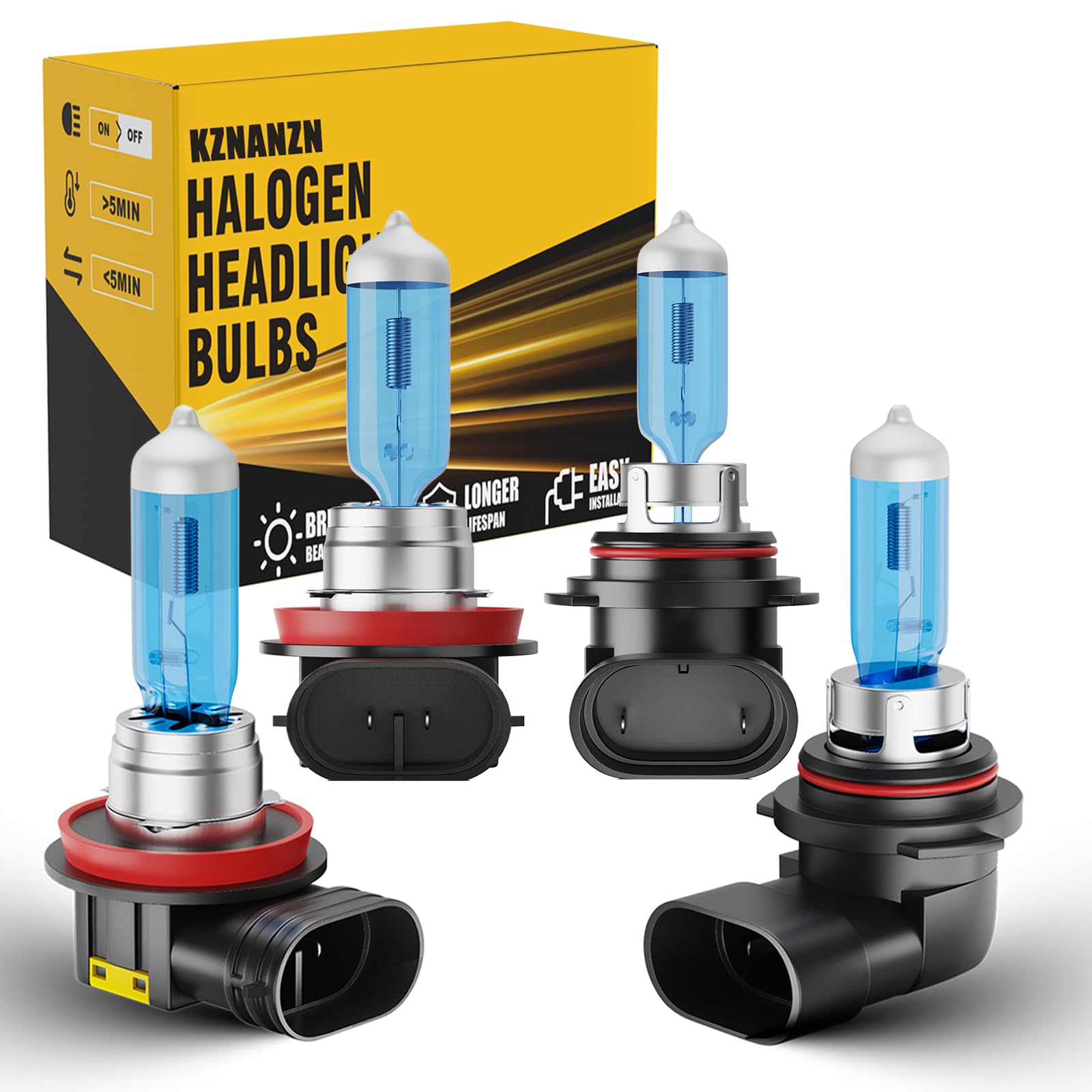 KZNANZN Camry 9005/H11 4-pack front view for brighter night driving.