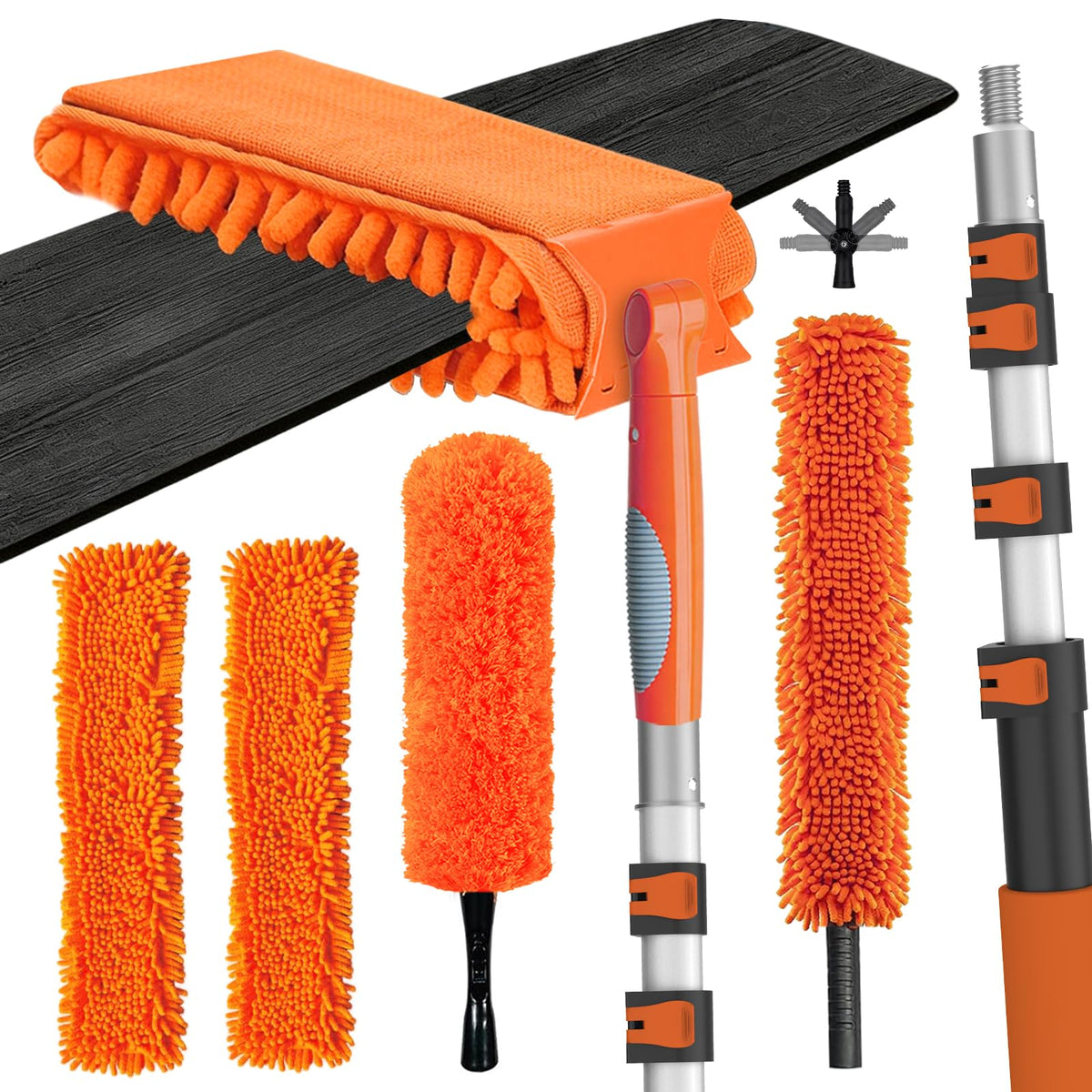LAANPOLE 26ft reach ceiling fan cleaner helps safely clean high blades from the ground.
