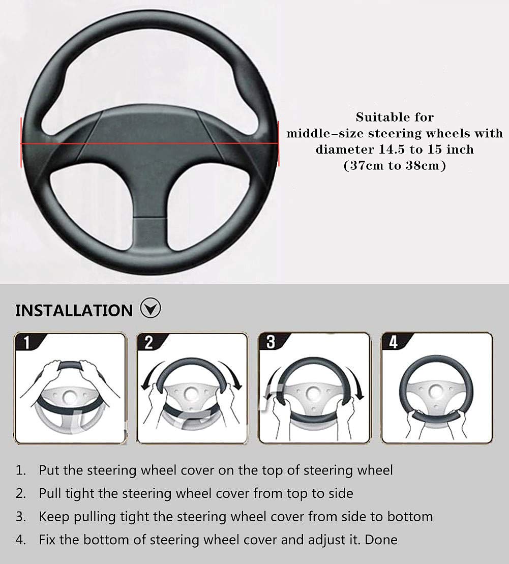 Labbyway easy-install steering wheel cover fits 95% of vehicles without tools.