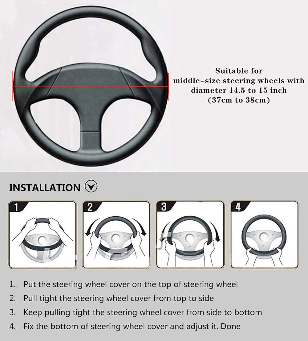 Labbyway easy-install steering wheel cover fits 95% of vehicles without tools.