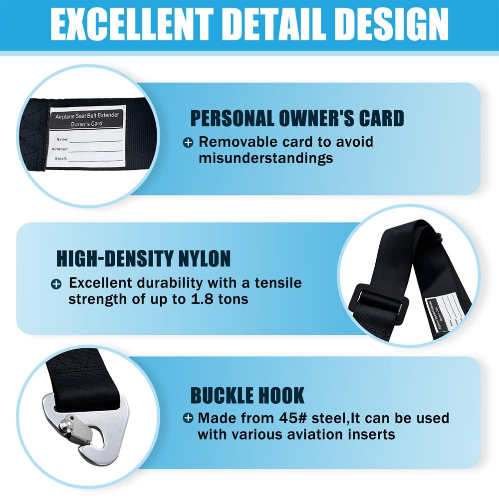 LABARAIN durable buckle and webbing offer reliable in-flight security.