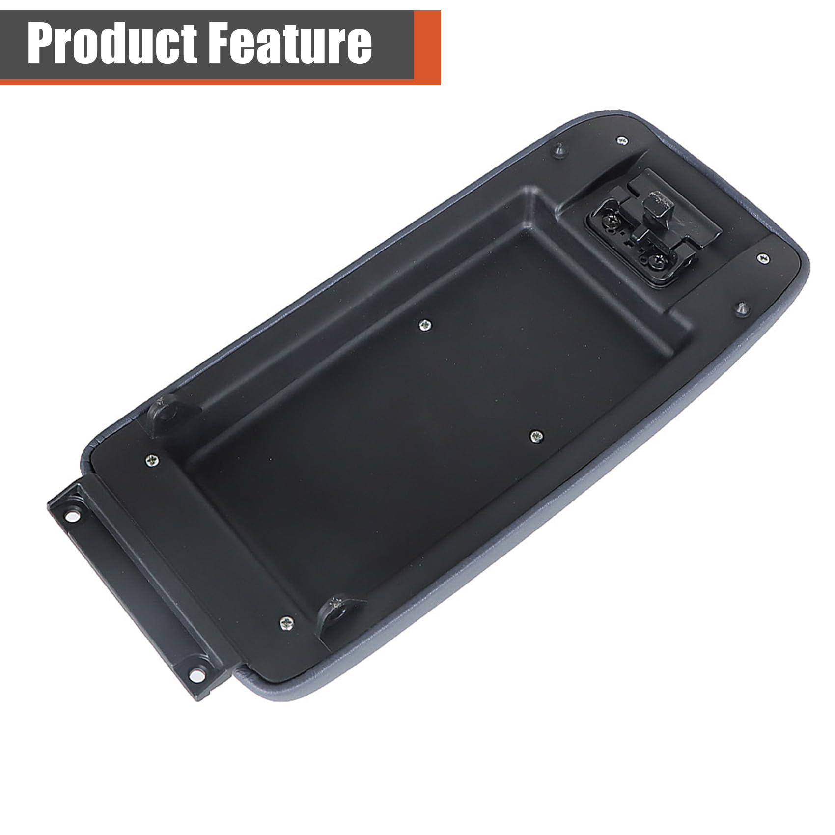 Labwork packaging image for blue-gray center console lid, ready to install.