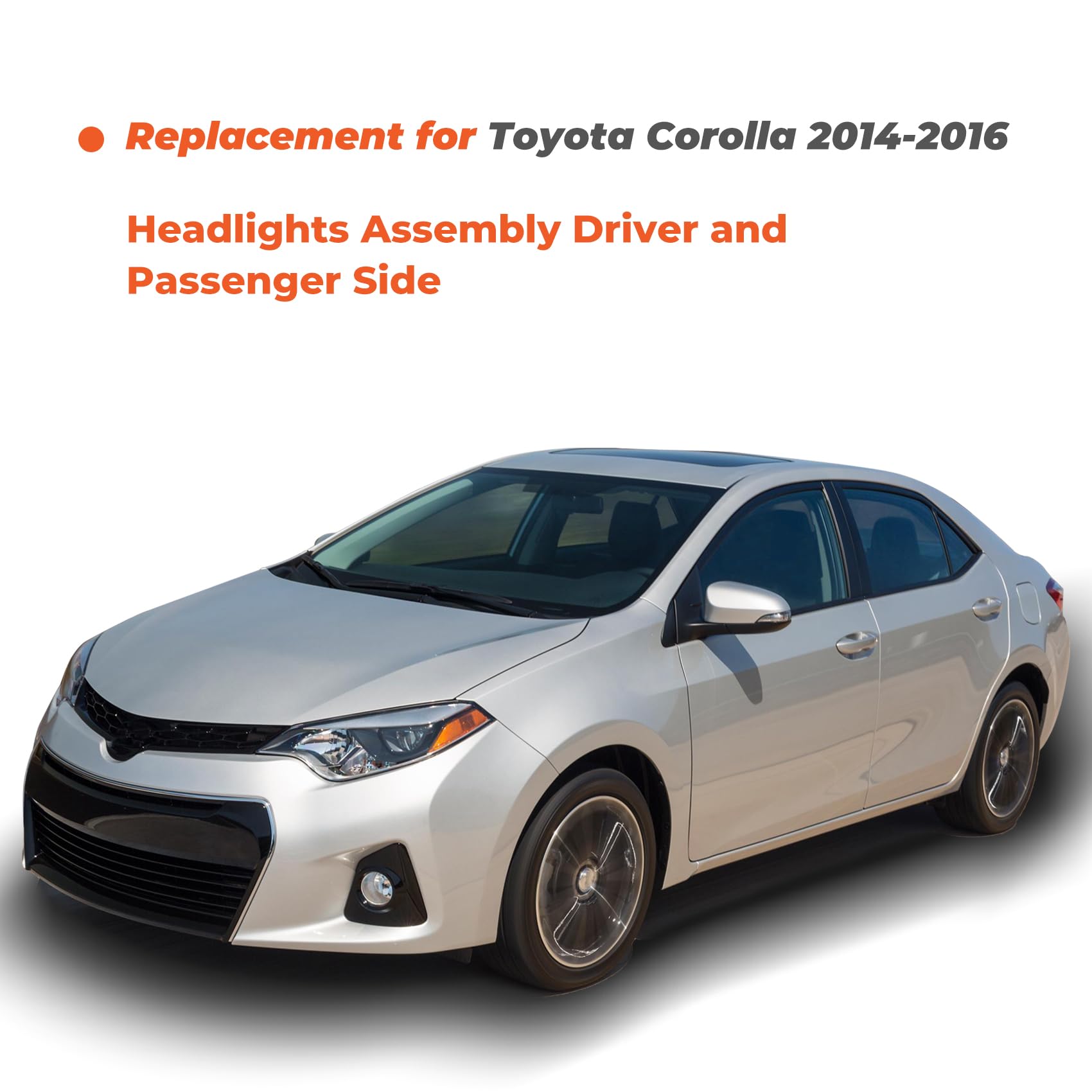 Labwork packaged headlight assembly for Corolla, ready for installation