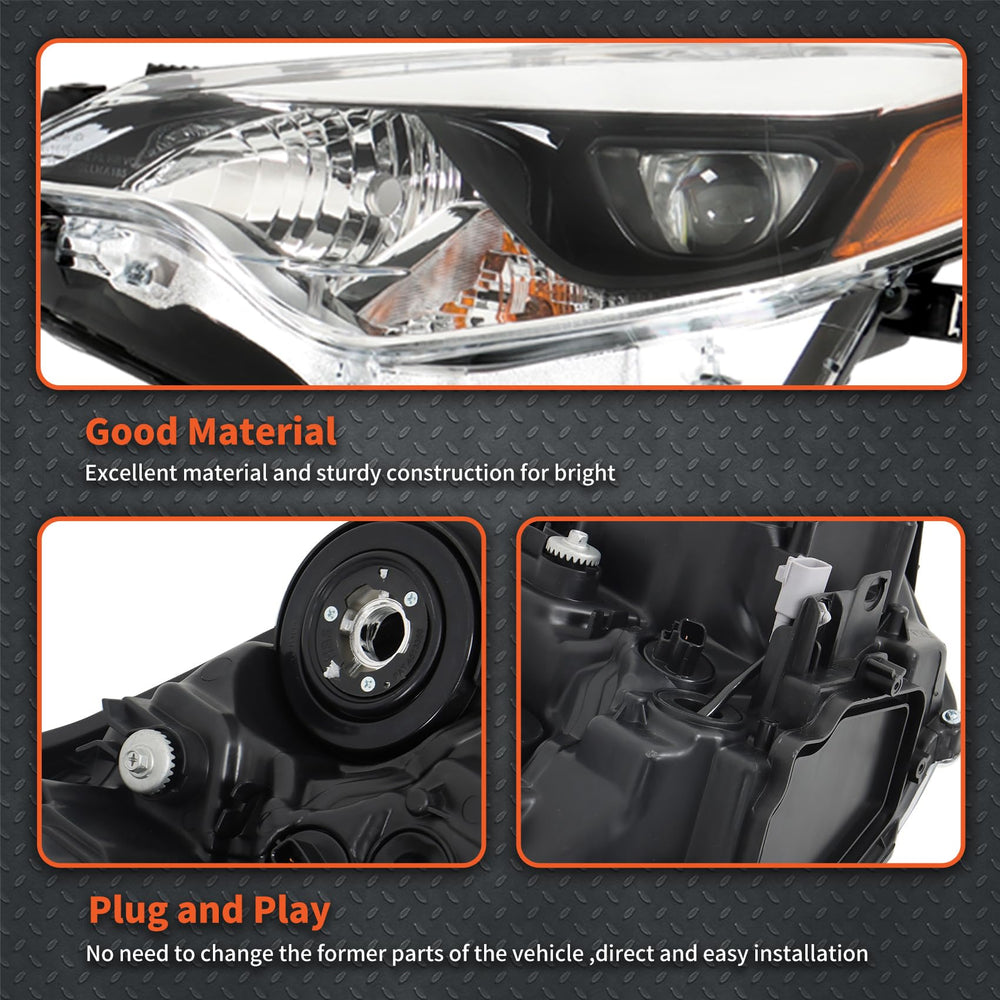 Labwork headlight housing closeup for Corolla, highlights durable ABS construction