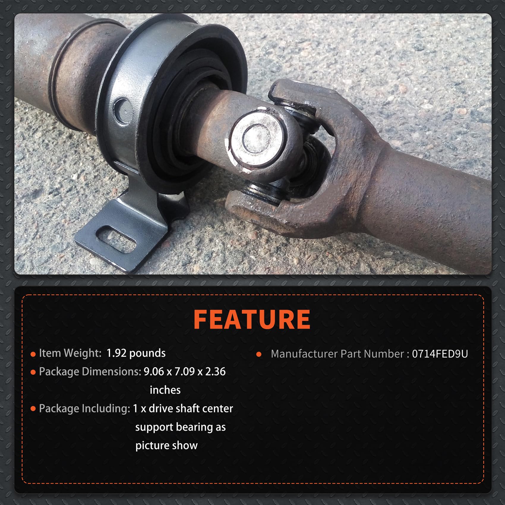 Labwork drive shaft center support bearing 0714FED9U packaging image showing ready-to-install component