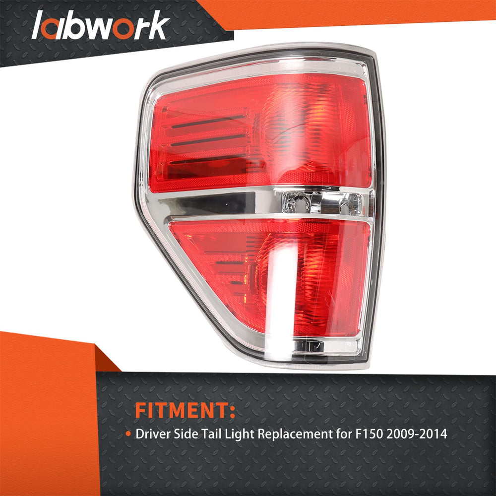 Labwork driver-side tail light left housing provides secure fit and weather resistance.