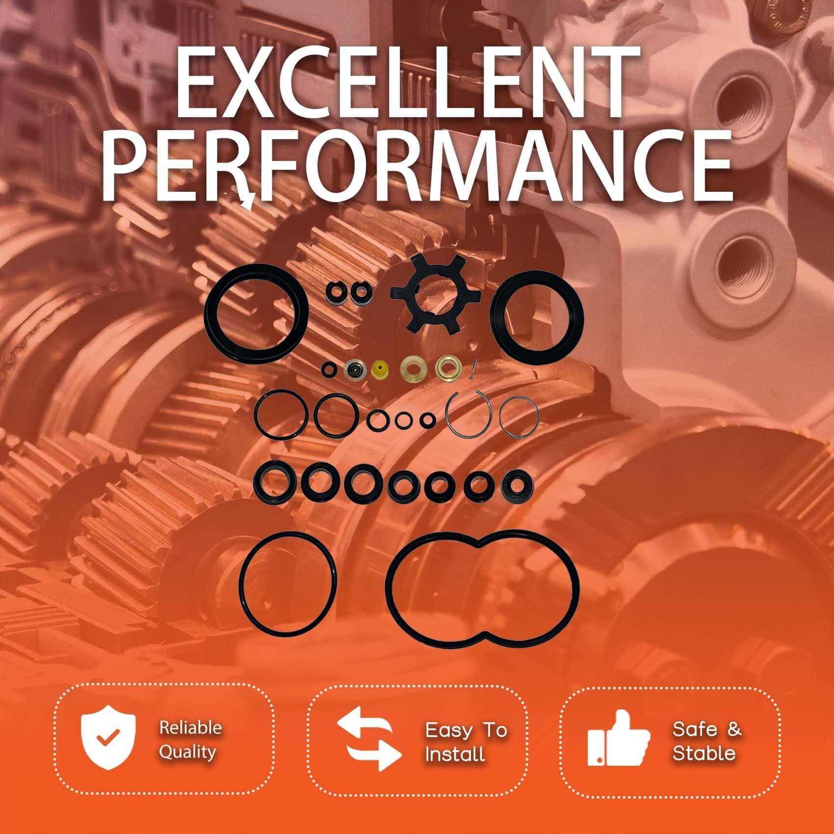 Labwork hydraulic booster seal kit components laid out for complete repair