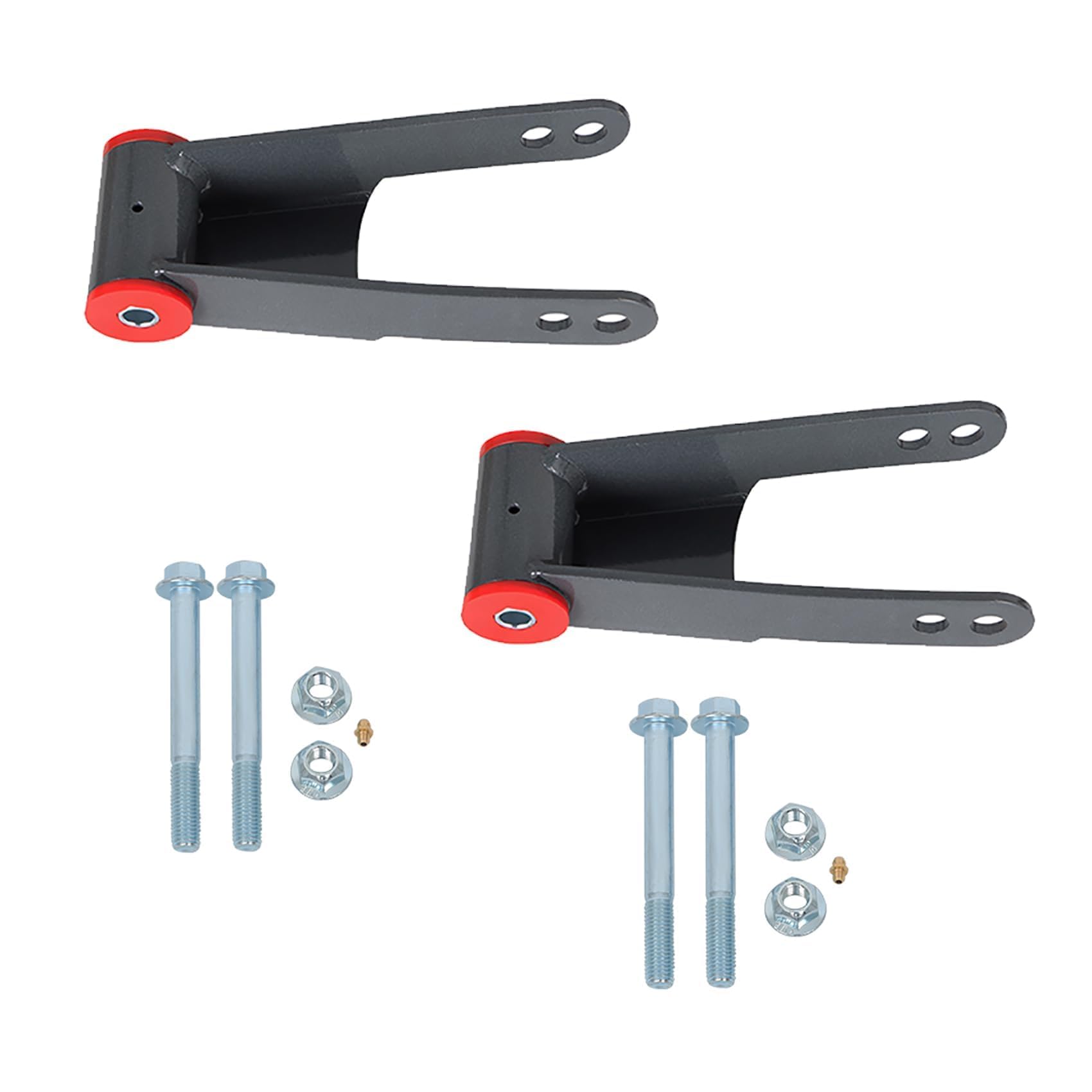 Labwork rear lowering shackles for Ford F-150 show a 1–2 inch drop for sportier stance