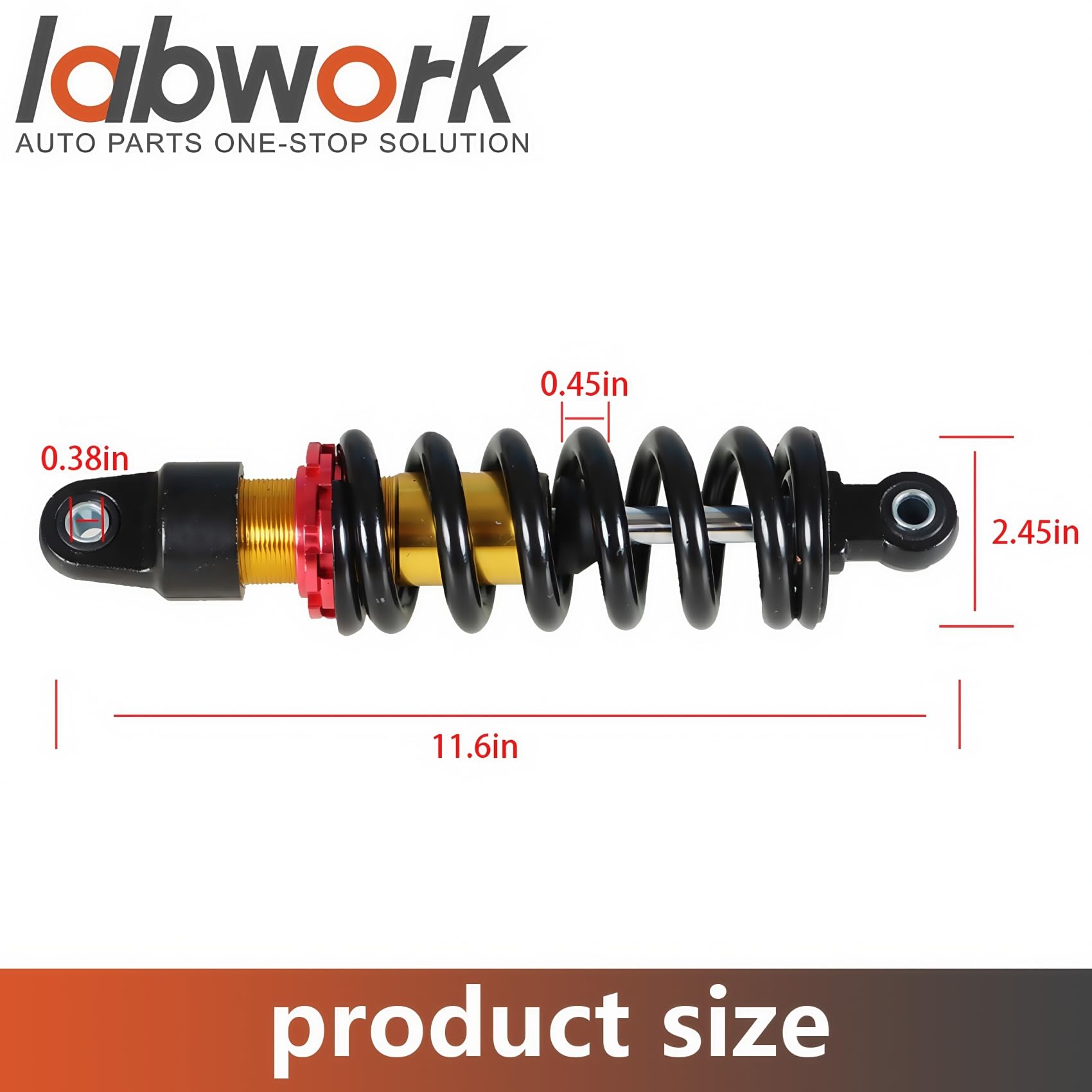 labwork 10.5-inch rear shock installation guide demonstrates easy mounting on dirt bike
