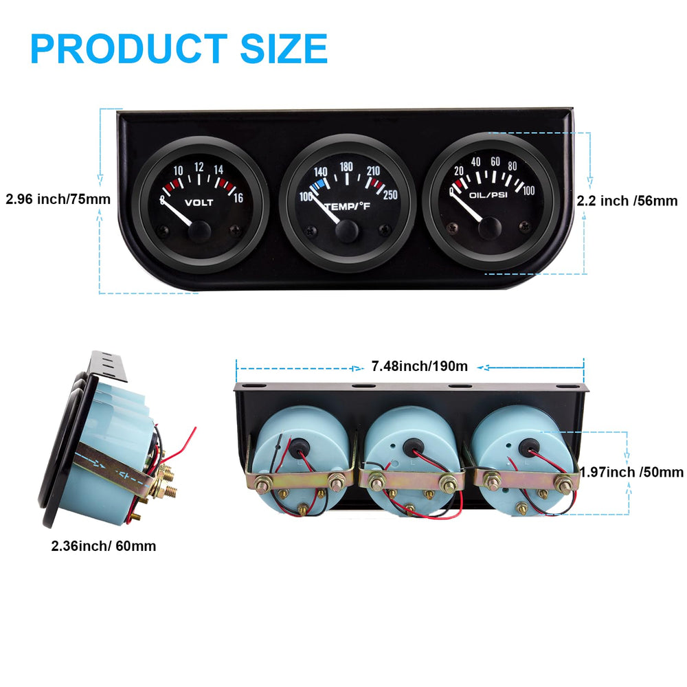LAGWIUY 3-in-1 gauge backlit dial for night visibility