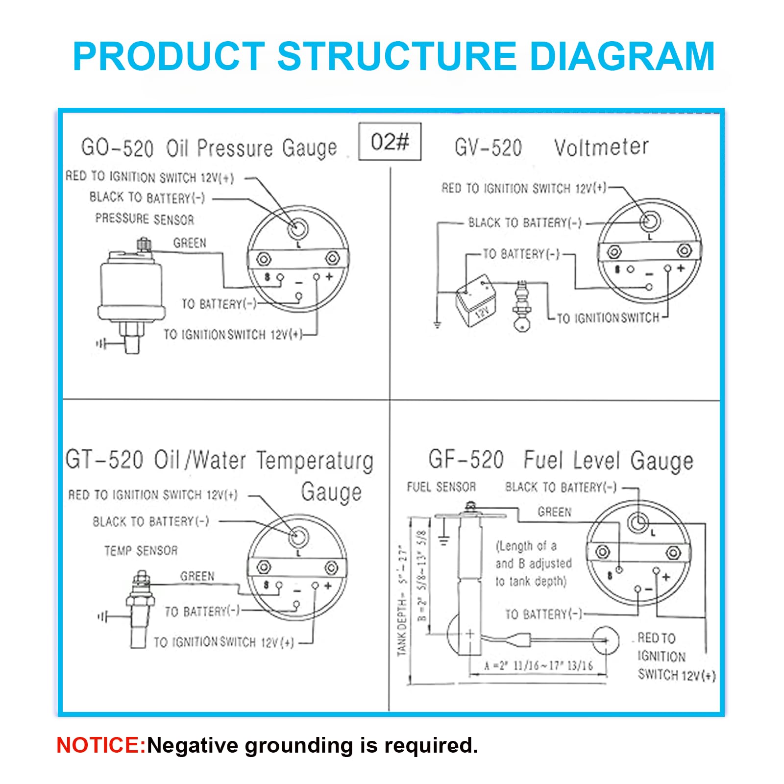LAGWIUY 52mm gauge compatible with 12V vehicles and boats