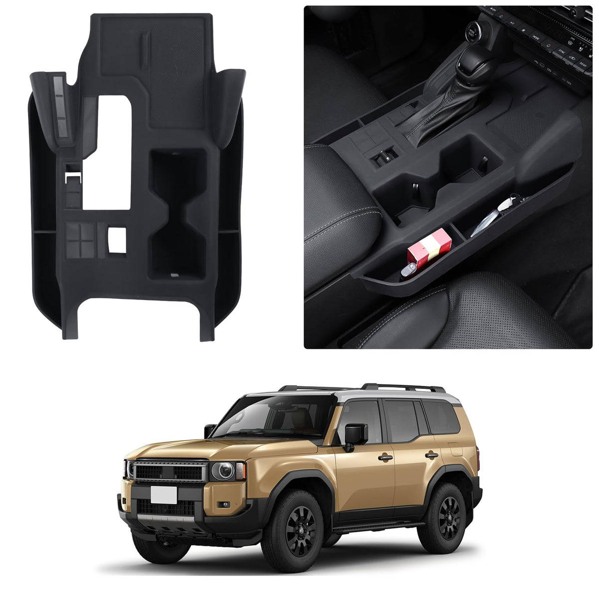 LaIIker central control storage box on LC250 interior for organized space