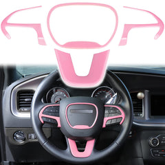 LAIKOU 4Pcs pink steering trim fits Dodge Charger and Challenger for a refined interior upgrade