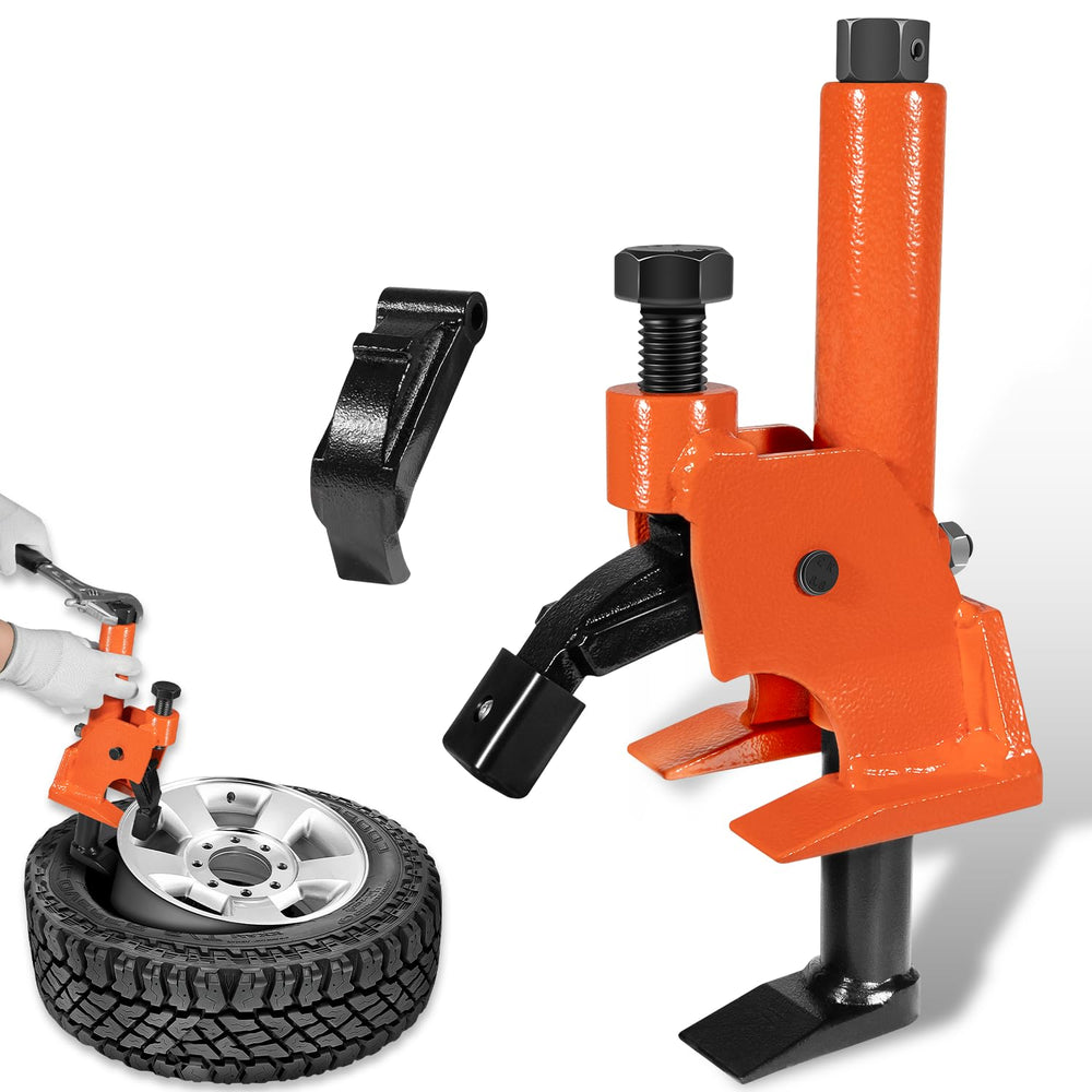 LAIKOU bead breaker front view with rubber pad protecting rims during bead removal