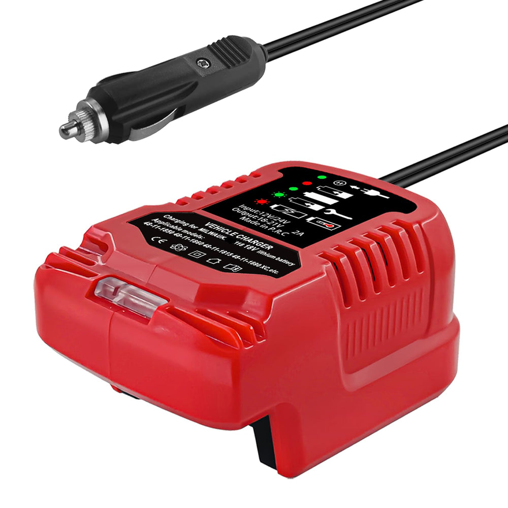 Laimiao Milwaukee M18 mini car charger front view showing compact design for on-the-go charging.