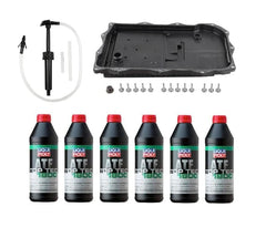 LAIPZ transmission pan assembly with filter supports clean fluid changes