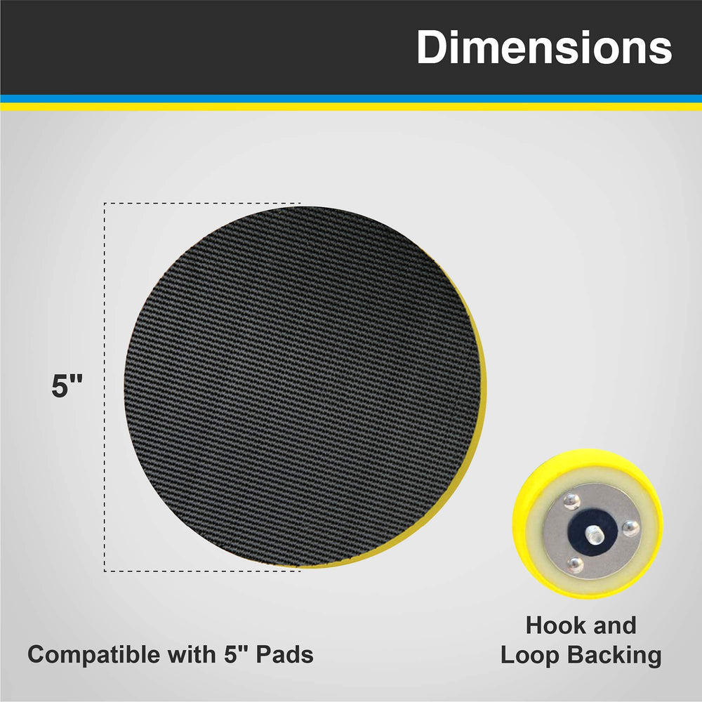 Lake Country backing plate with hook-and-loop attachment enables quick pad changes.