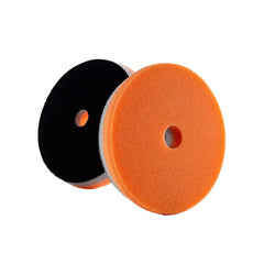 Lake Country HDO orange foam polishing pad top view for precise automotive finishing