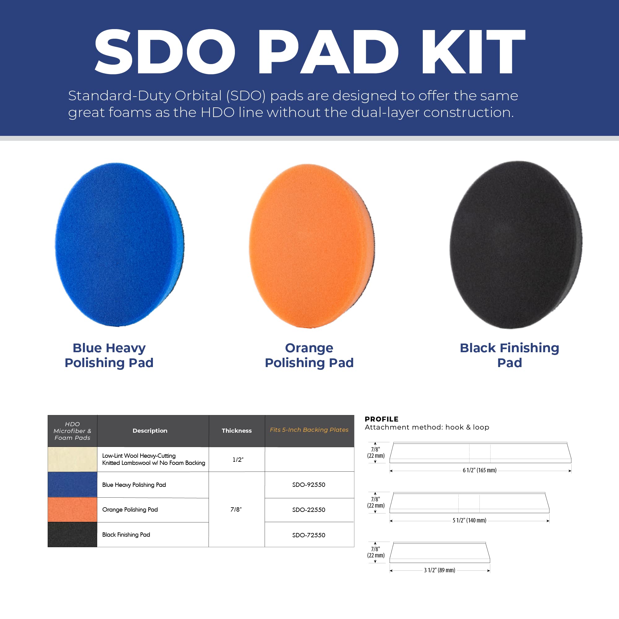 5.5-inch orange pad fits 5-inch backing plates