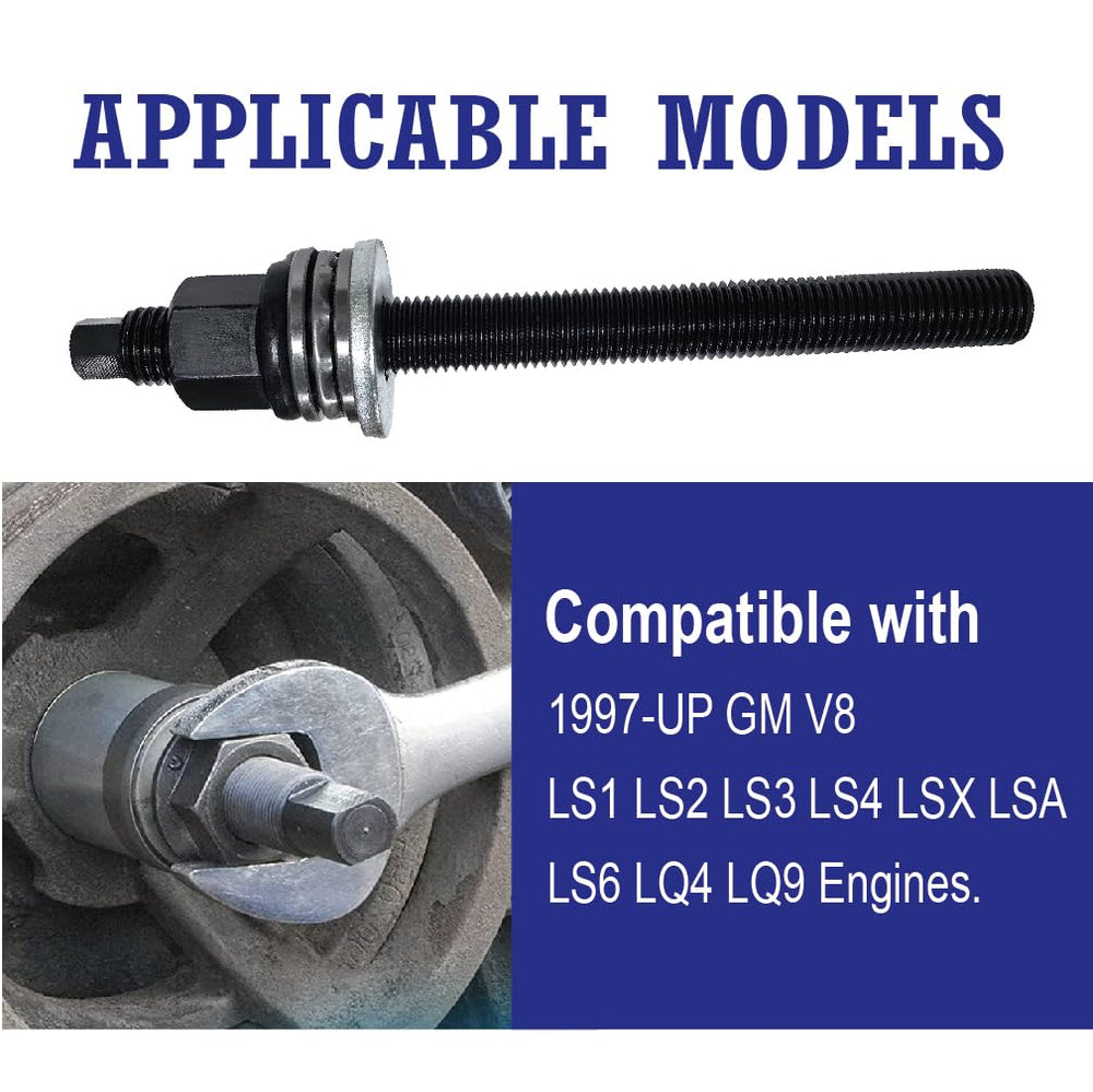 LAMBIS tool with thrust bearing enabling smooth crank pulley installation.